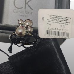 Calvin Klein Elegant Rotatable Sterling Silver Charm Ring.