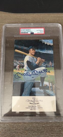 Mickey Mantle PSA authenticated and autographed rare piece.