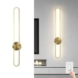 Modern LED Wall Sconce – Brushed Gold, 35.4", Dimmable, Hardwired