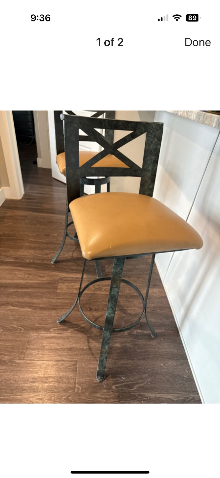 Iron Beige And Gray Barstools 