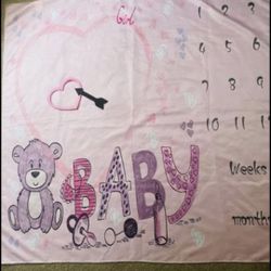 Baby Monthly Milestone Blanket for baby girls