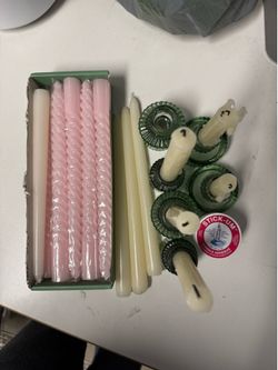 Candlesticks, holders, and glue bundle