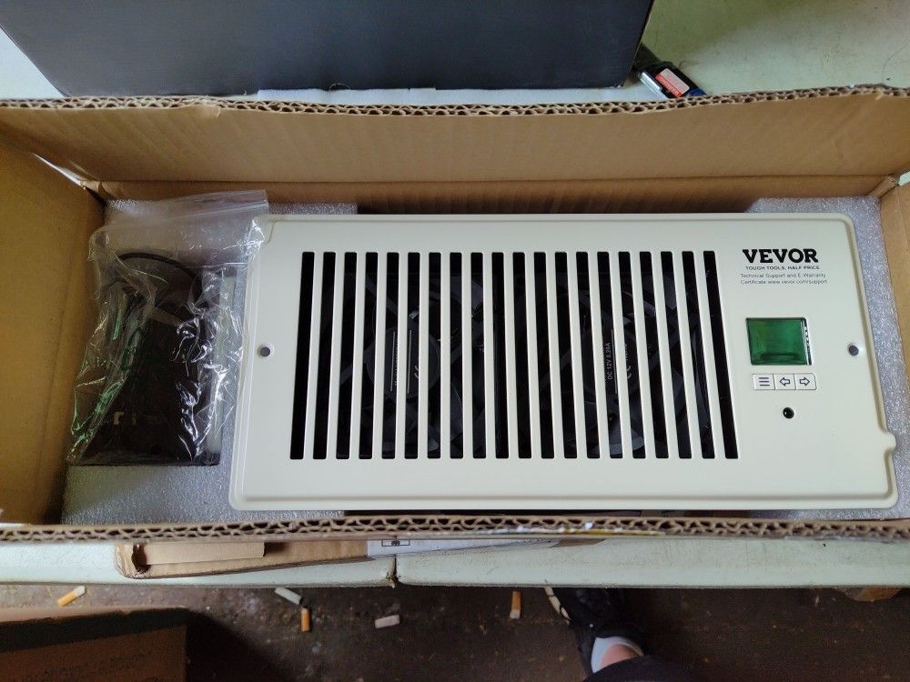 Vevor 4x10 Booster Fan Grille With Thermostat  In White, Multiple Available 