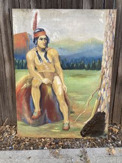 Vintage Shabby Chic Indian Painting