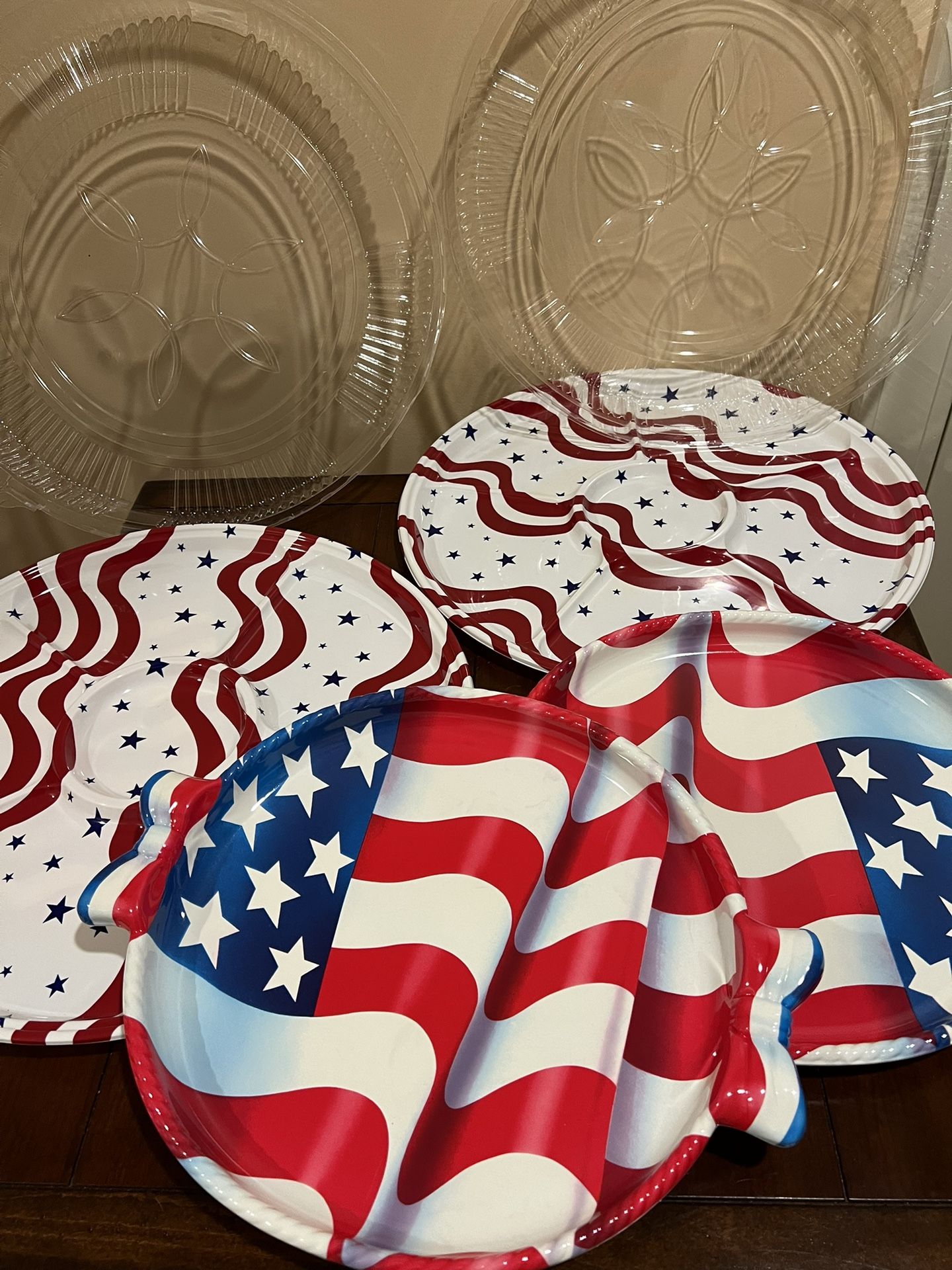 4 - Festive Red, White & Blue / Food Trays /New /Never Used / $1.00