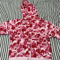 Pink BAPE Hoodie Full Zip Hoodie 