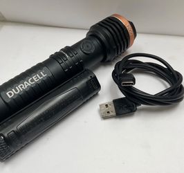 New! Duracell ULTRA  HYBRID 1200 Lumens LED Rechargeable Flashlight w Cable