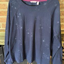  Ladies Large Any Body blue star crew neck sweatshirt  