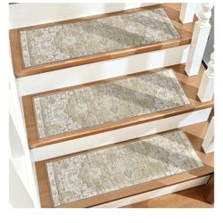 Carpet Stair Treads Non Slip for Wooden Steps 15PCS, 8" X 30" Stair Runners Mats Indoor, Stain Resistant Staircase Step Treads Stair Rugs with TPR Sel