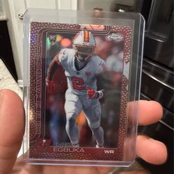 2025 TOPPS CHROME FOOTBALL EMEKA EGBUKA LEATHER REFRACTOR BUCS RC $35