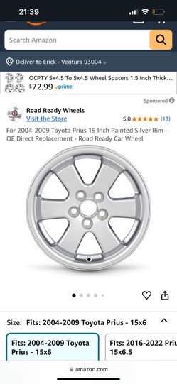 15 in Wheel 2004-09 Toyota Prius