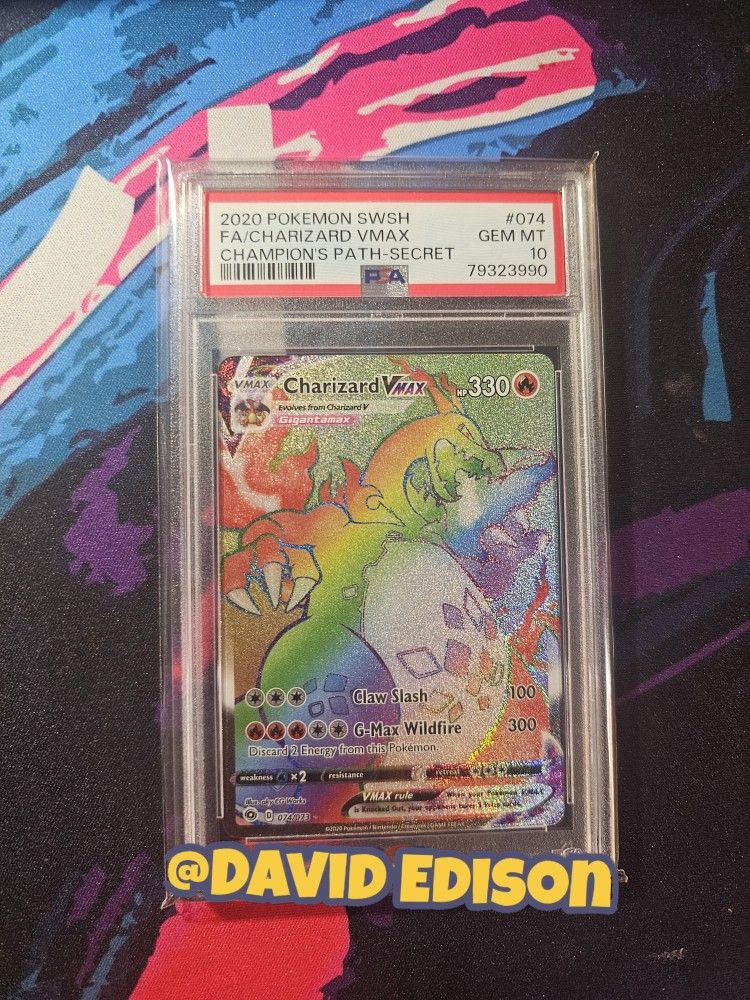 Pokemon Charizard Vmax Rainbow PSA 10 Champion’s Path FA Secret 74/73 Pokémon