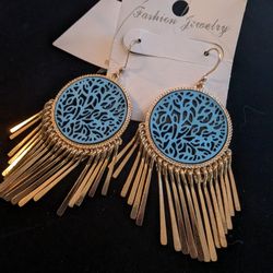 Earrings Vintage Bohemian Earrings Gold/ Blue