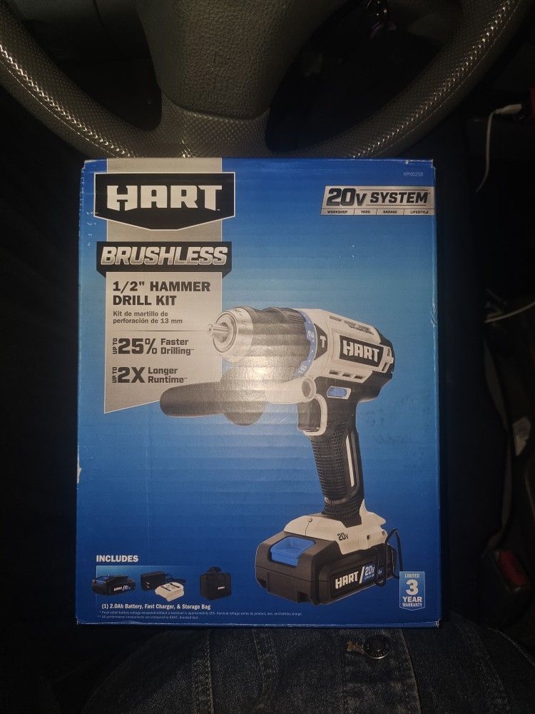 NEW Brushless ½" 20v Hammer Drill Kit, Hart