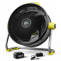 Homevol EVO2 Cordless 6-Speed Lithium Fan with LED Light, Compatible with Dewalt 20V Battery – Neon Yellow