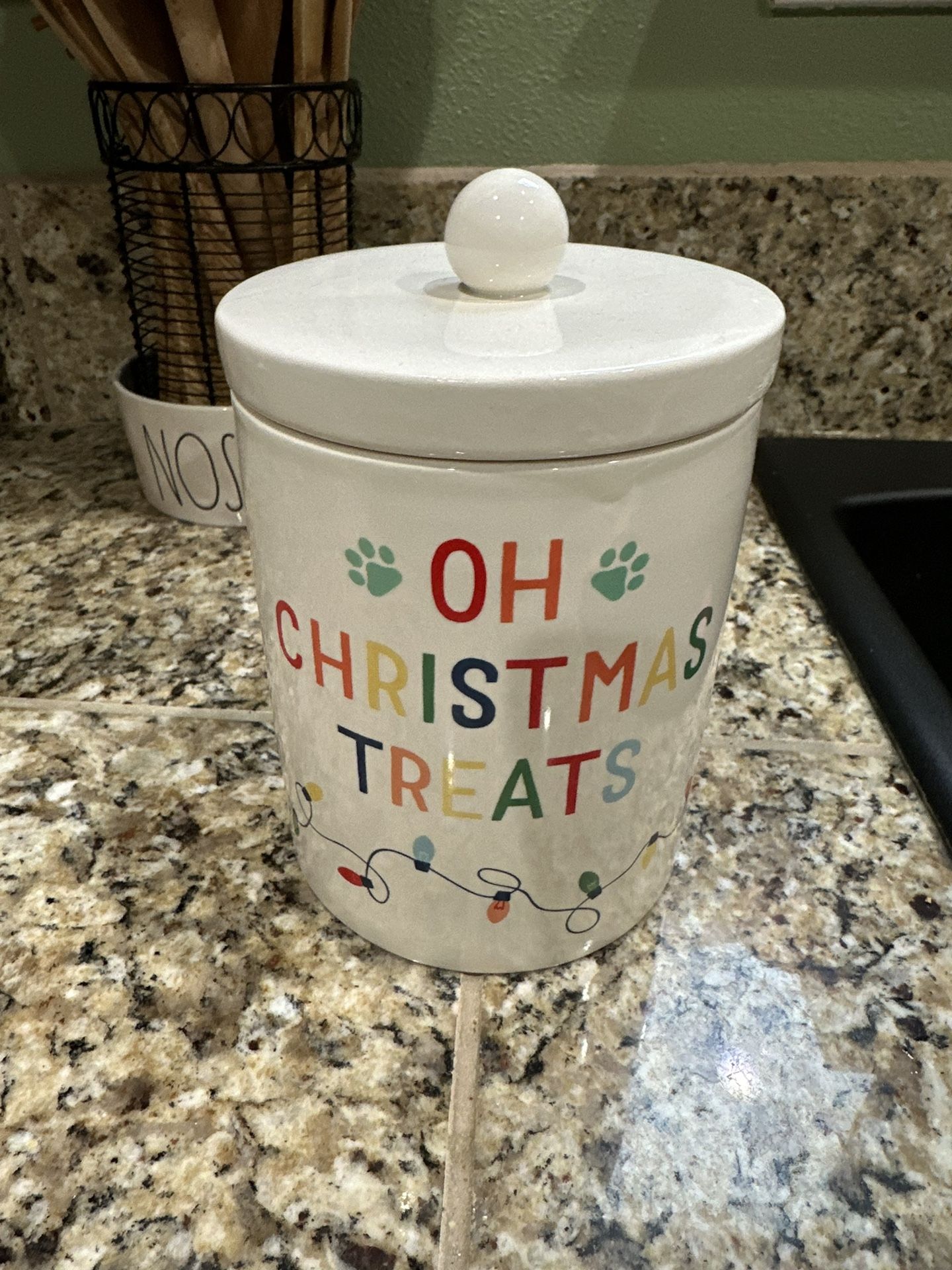 New Christmas Ceramic Pet Treat Canister