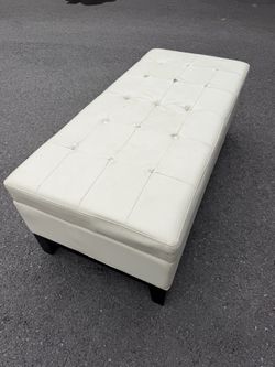 White storage ottoman