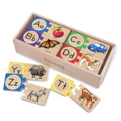 Melissa & Doug Self-Correcting Alphabet Puzzle (52 pcs) with Toy Storage Box, Wooden