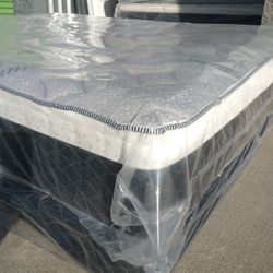 queen orthopedic bamboo pillow top mattress and box spring brand new  " All Sizes Available Brand New " TWIN , FULL, QUEEN, CALIKING, EKING "