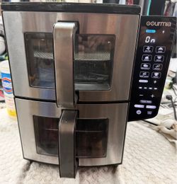 Gourmia Dual Basket Air Fryer 11qt Silver/Black stainless Steel