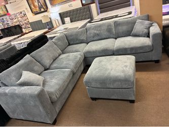 Dark gray sectional corduroy