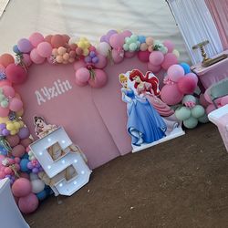 Princess for sale  and pink backdrops stands
