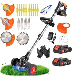 21V Cordless Weed Wacker with Wheels