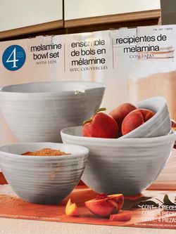 4-Piece Melamine Bowl Set with Lids