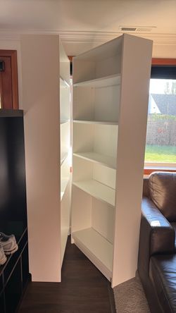 2 white matching shelf units Ikea Billy