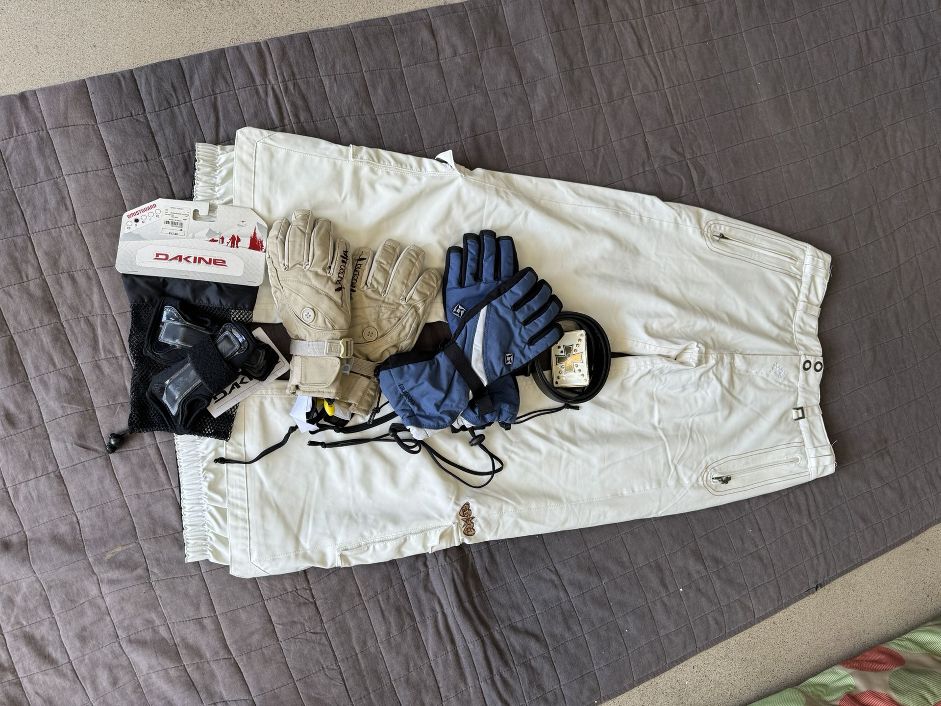 Snowboard Pants, Gloves, Helmet, Wrist Guards