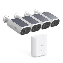 aosu Solar Security Cameras Wireless Outdoor, 2Mins DIY Installation, No Subscription Cameras for Home Security System, Local Storage, 2K Color Night 
