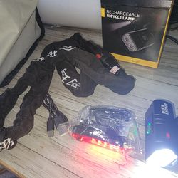 Bike front and rear light kit with bike lock