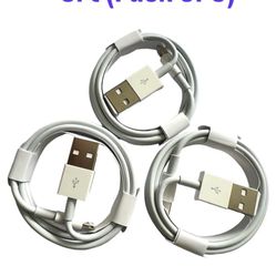 New USB Fast Charger Cable Cord Apple iPhone 7 8 X XR 11 12 13 14 Pro Max 3 Feet 3 pack