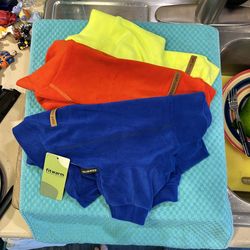 NEW! Fitwarm 3 Pk Classic Fleece Dog sweaters. Blue, Yellow, Orange,  Sz M