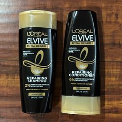 L'oreal Elvive TOTAL REPAIR 5 Repairing Shampoo And Conditioner:  12.6 oz Each (2 For $6)