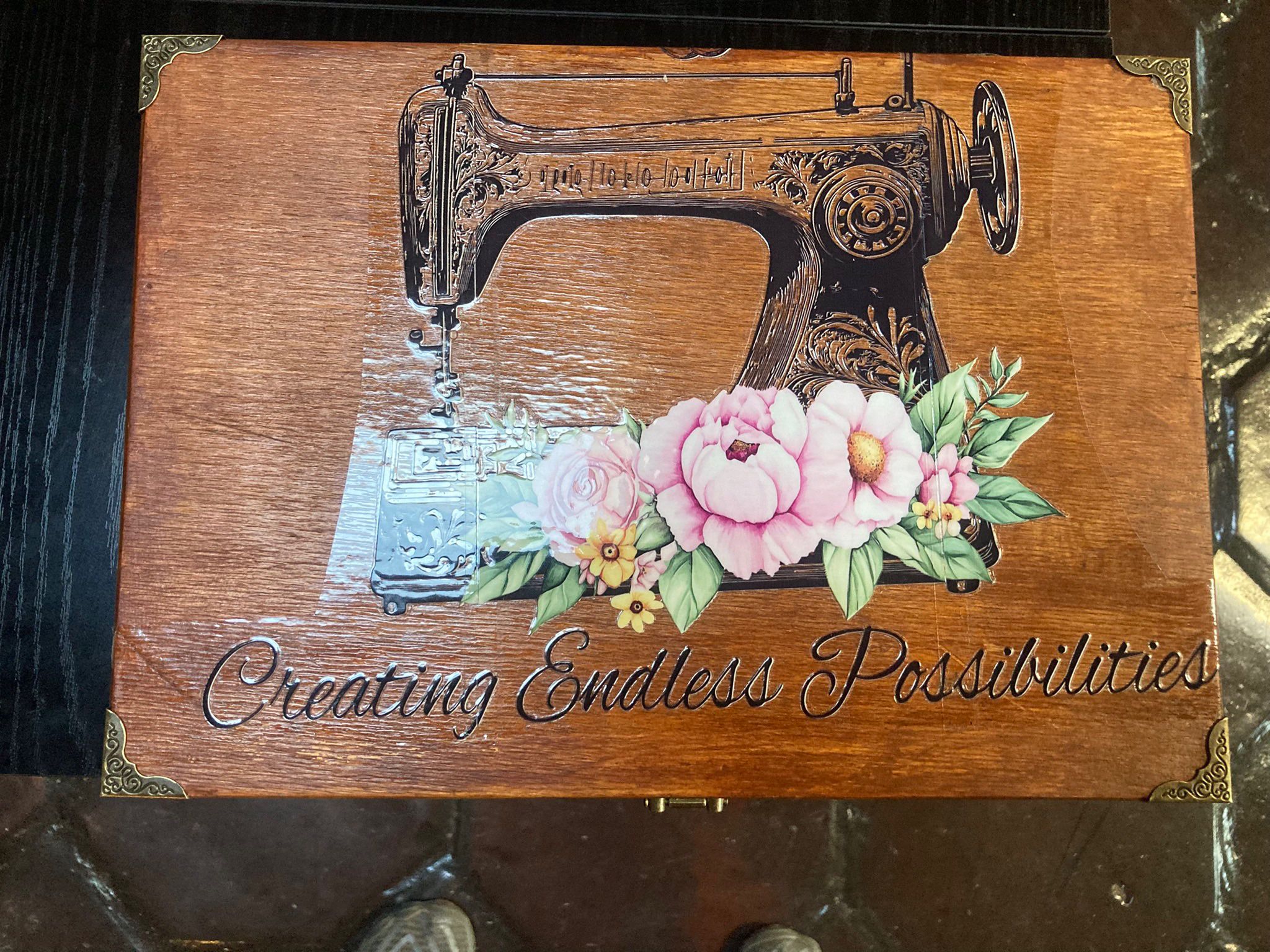 Wooden 2-level Vintage Sewing Kit