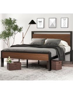 Full Size Steel and Wood Platform Bed Frame