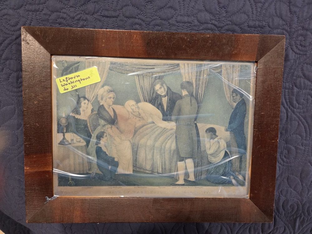 Antique Frame Currier and Ives Death Of Washington Original Lithograph Print 