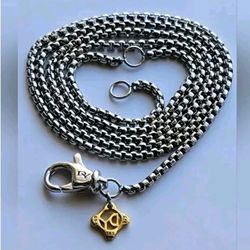 David Yurman Box Chain Necklace 14k Gold TAG 18"-20" ADJUSTABLE 1.7MM THICK