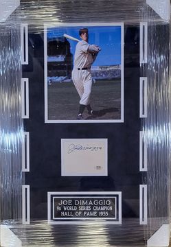 Yankees Joe DiMaggio Signed, PSA-Certified, Custom-Framed Cut Display Piece