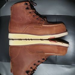 BRUNT MARIN WORK BOOTS  BROWN LEATHER  MOC-TOE MENS SIZE 9 ASTM F2413-18