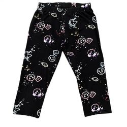 SO Perfect Girls 12 Capri Legging Black Neon Unicorn Puppy Emoji