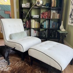 Luxurious Custom White Chair + Ottoman 
