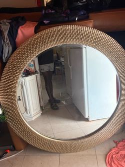 Large Round Wall Mirror Gold Frame