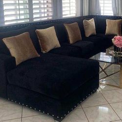 Black Sectional Sofa - Extra Large 3 Pc Sectional With Chaise