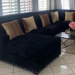 Black Sectional Sofa - Extra Large 3 Pc Sectional With Chaise