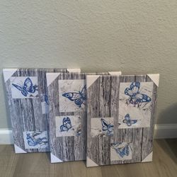 New Butterfly Wall Canvas Decor Set 