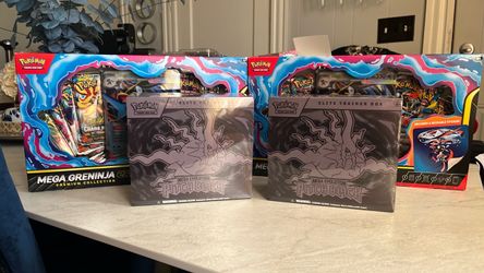 Pokémon Pitch Black Elite Trainer Box x2 & 2 Mega Greninja PC boxes