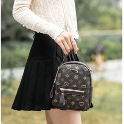 1pc Student School Bag New PU Leather Backpack Casual Printed Backpack