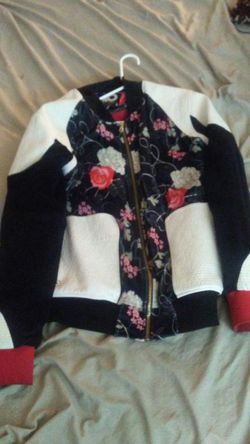 White leather and suede jacket (medium)